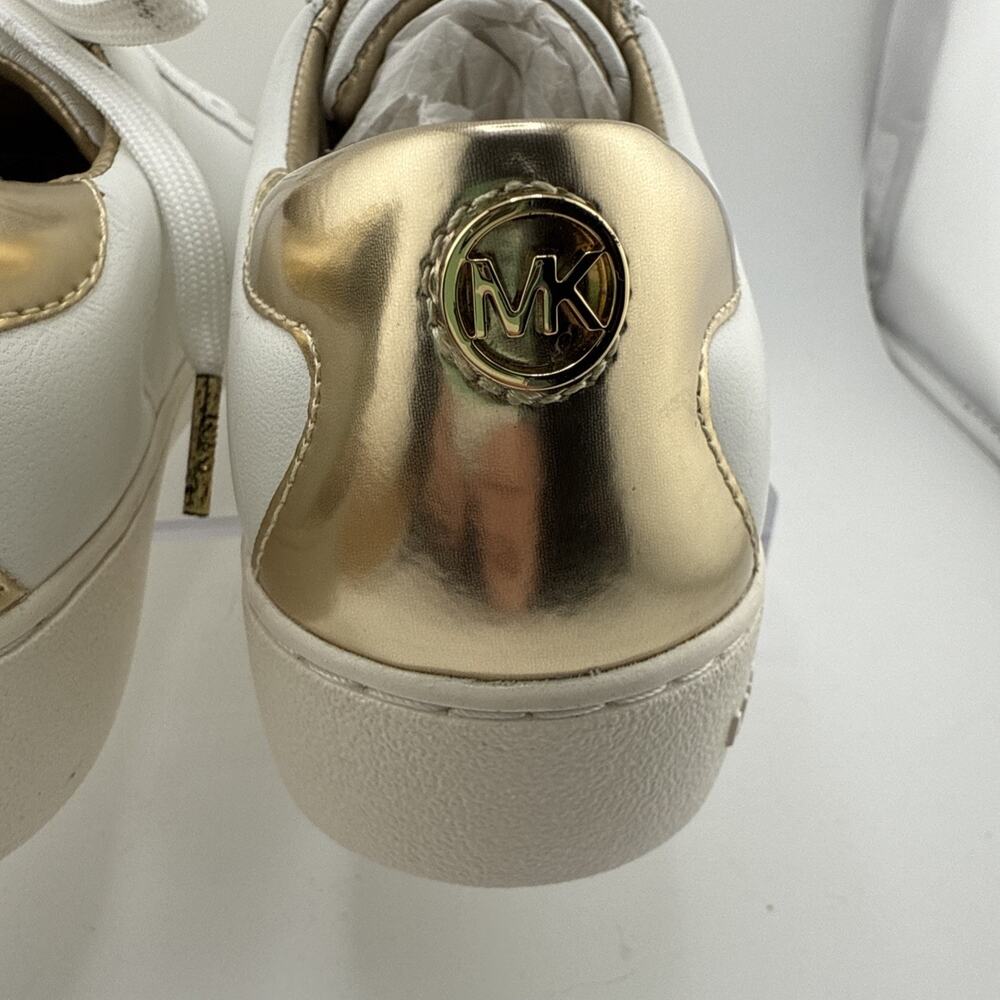 Michael Kors Frankie‎ Stripe White & Gold Leather Shoes Women Size 5 NWOB - Picture 6 of 11